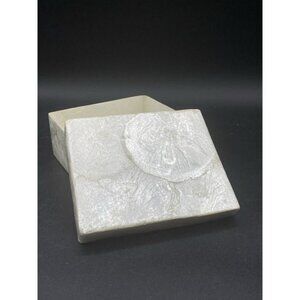 Natural Capiz Shell Trinket Box W Lid Mid Century Modern 3 3/4” X 4 3/4”